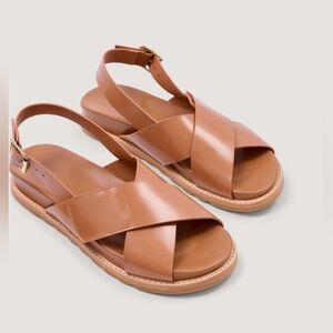 Bared Footwear Lari Leather Flat Sandals in Tan EU 38